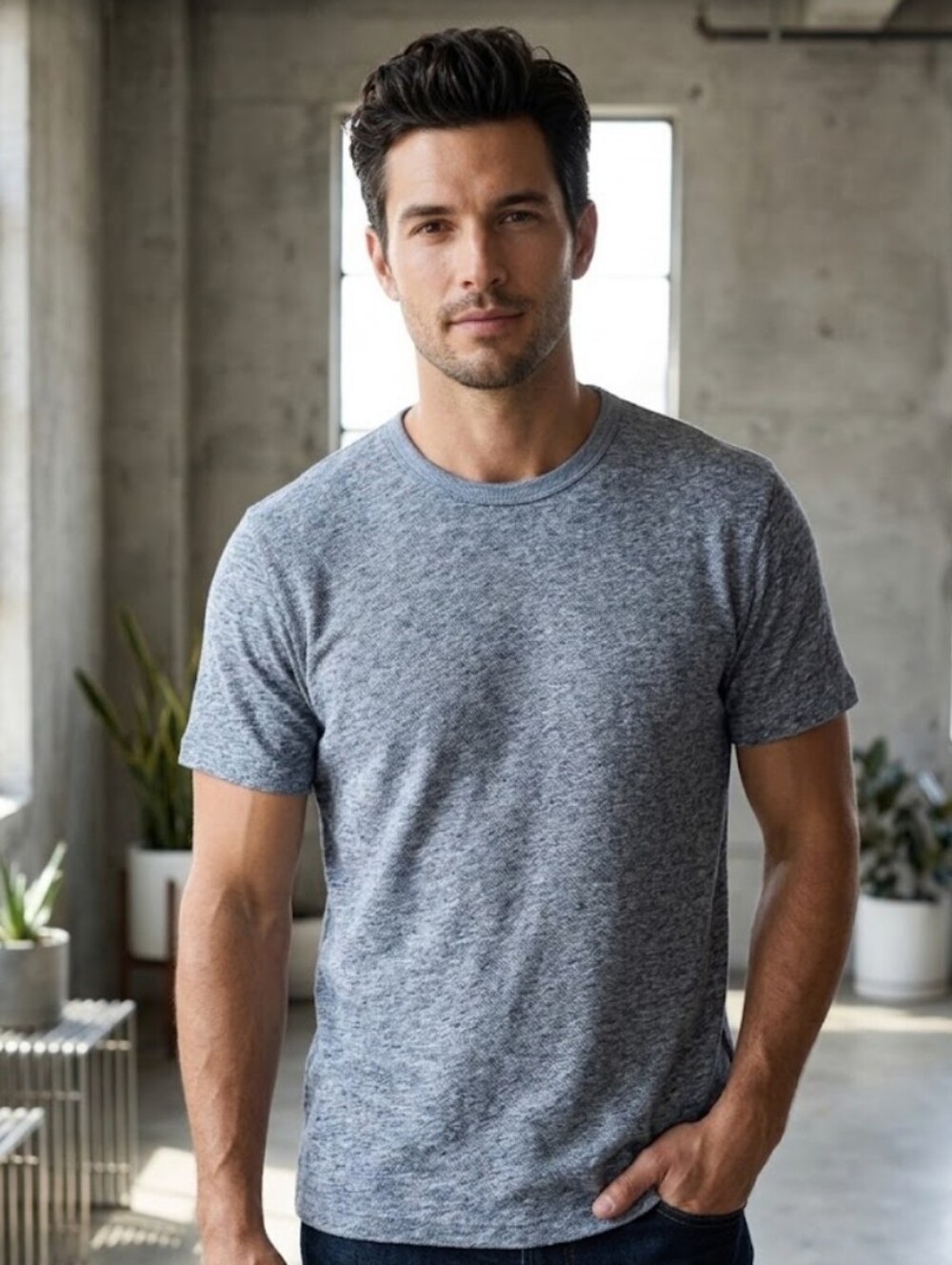 Rodd & Gunn Heathered Blue-Gray Short Sleeve Crew Tee Size Large